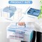 2 x 2 layered clear plastic divider storage boxes with removable tray 11.42x6.3x5.71 In(Blue) Multipurpose Stationery Storage Box with Handle Portable Sewing Box Transparent Case for Home